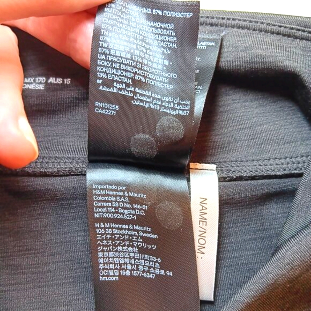 H&M Sport Girls Charcoal Grey Leggings Pink 'Active Squad' Leg Graphics Size 14 - Picture 5 of 13